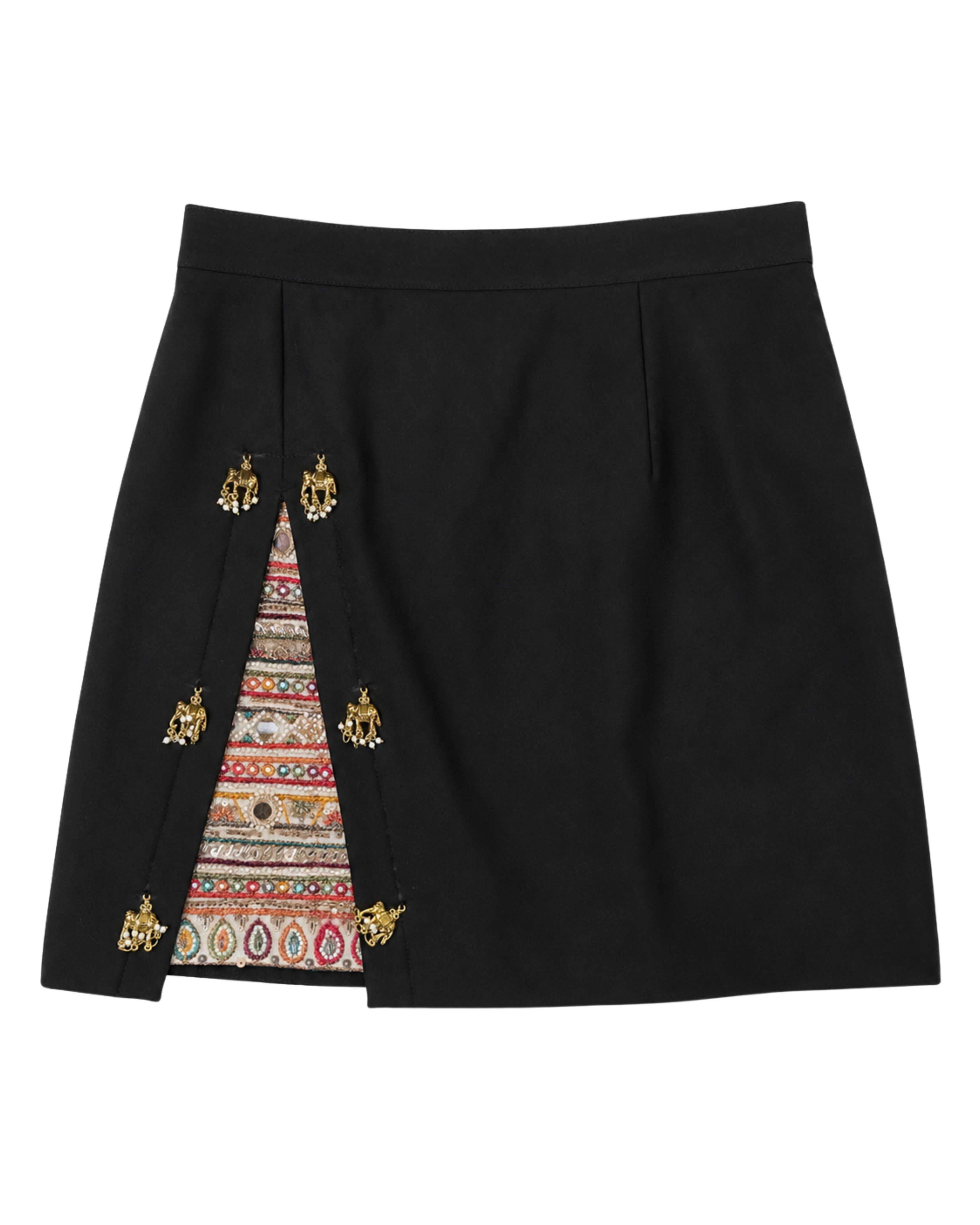 Embellished Split Mini Skirt