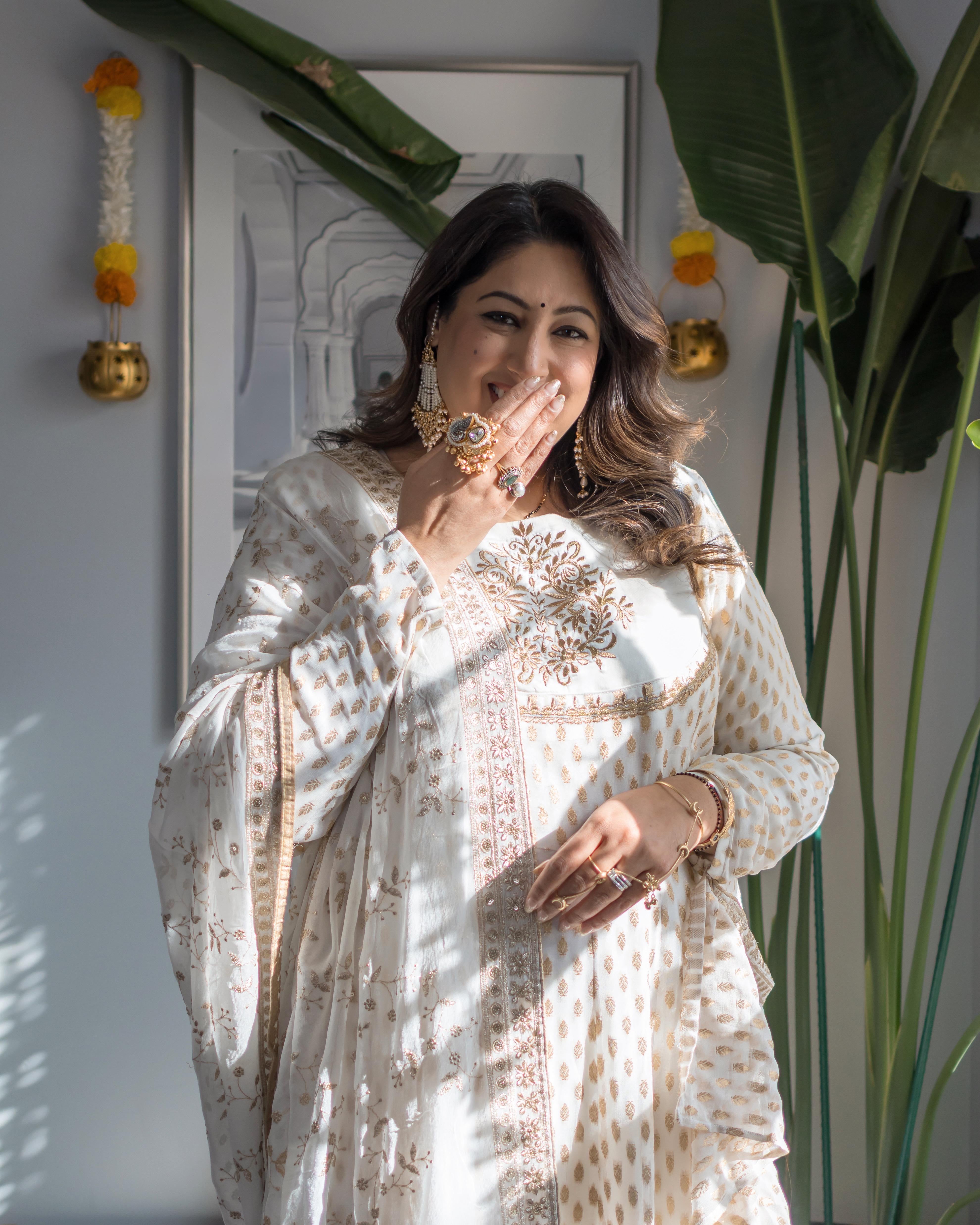 Ivory and Gold Anarkali