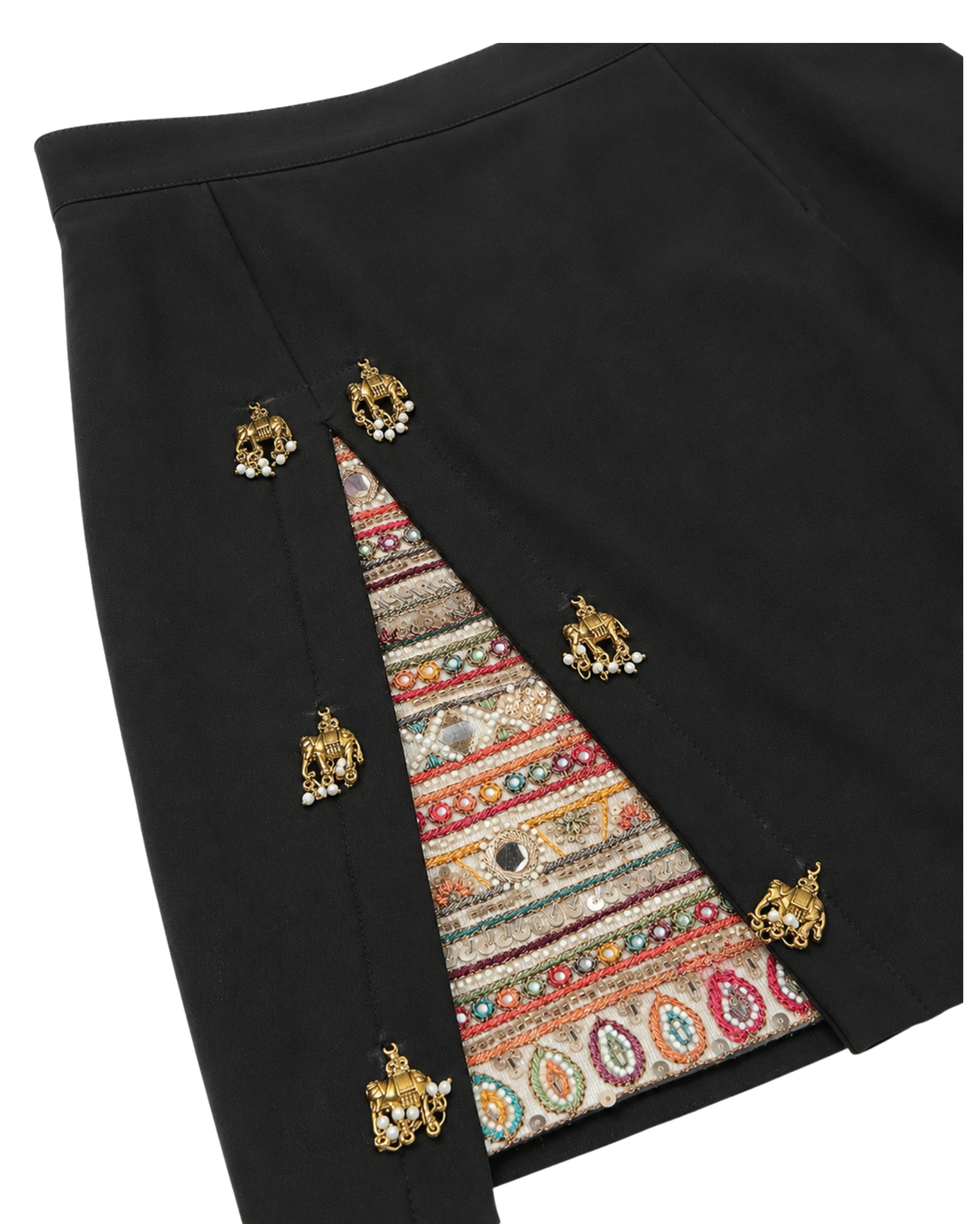 Embellished Split Mini Skirt