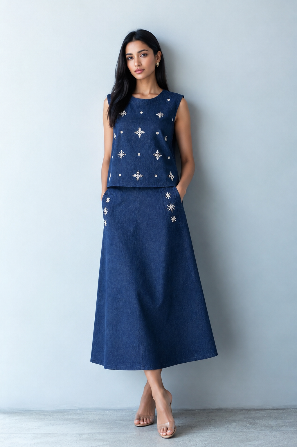 Denim Pearl Set