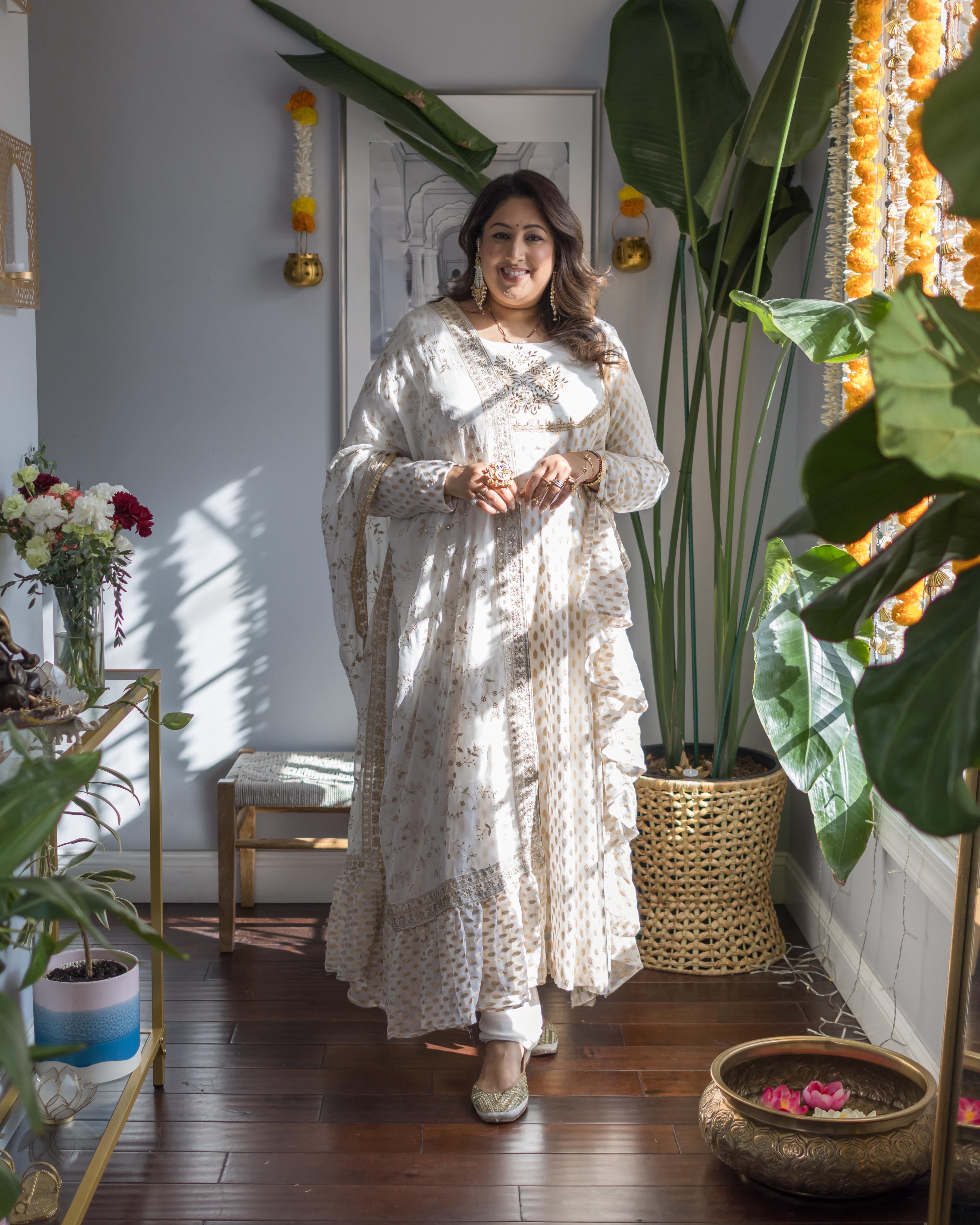 Ivory and Gold Anarkali