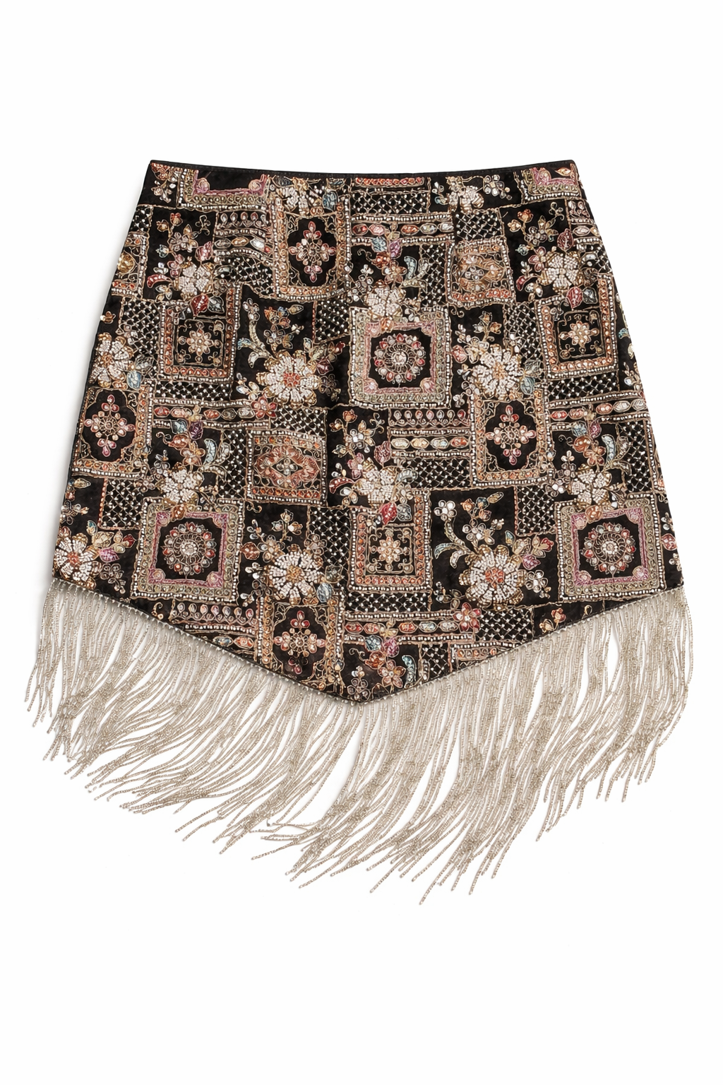 Midnight Mosaic Fringe Skirt