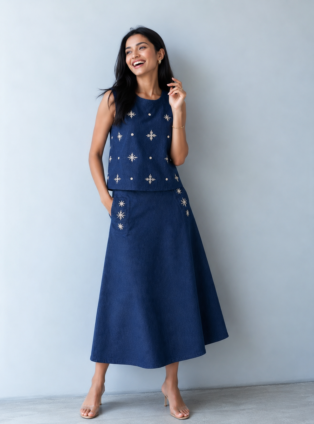 Denim Pearl Set