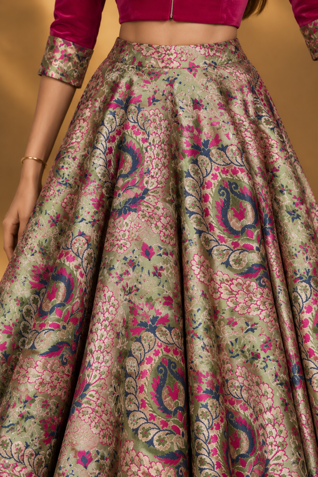 Mora | Brocade Skirt & Velvet Blouse