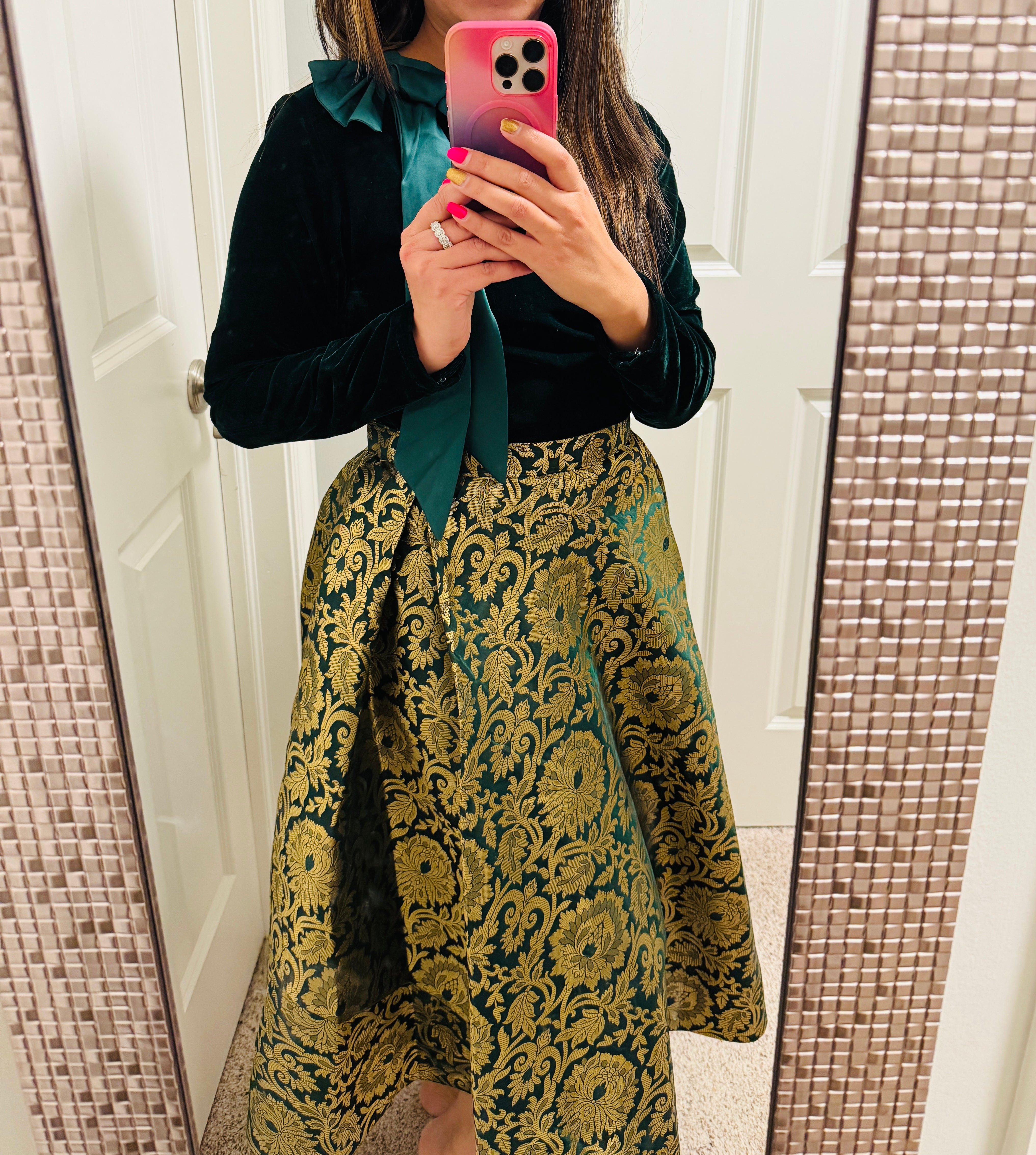 2 PC Brocade Skirt with Velvet Top